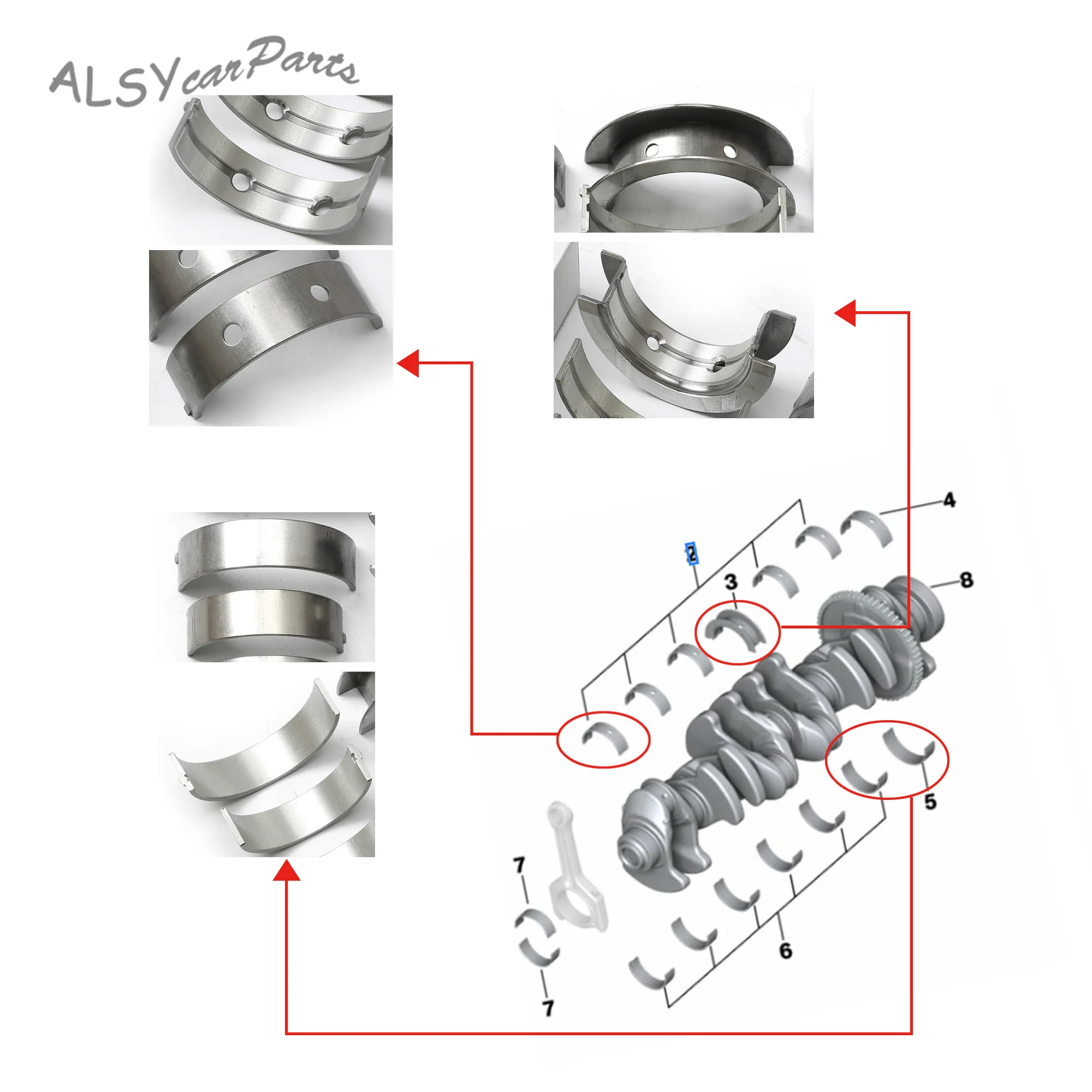 Engine Crankshaft Bearings Set Oversize 0.5MM 11217580992 11217627037 For BMW E46 318ti E92 316i 320i E93 Z4 E85 N46 N45 N43