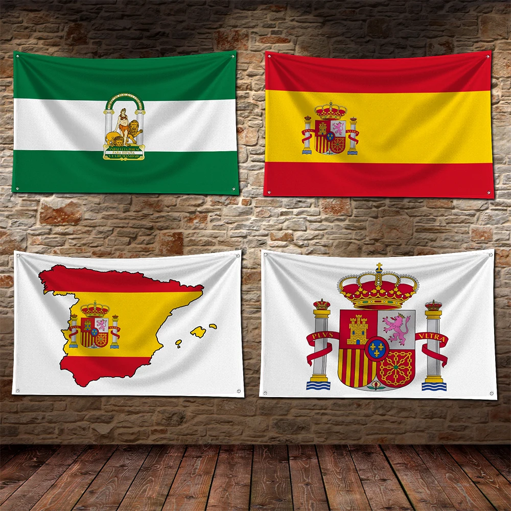 3x5 Ft Spain Spanish The Arbonaida the Flag of Andalusia Flag Polyester Digital Banner Garage Wall Out Door Decoration Grommets