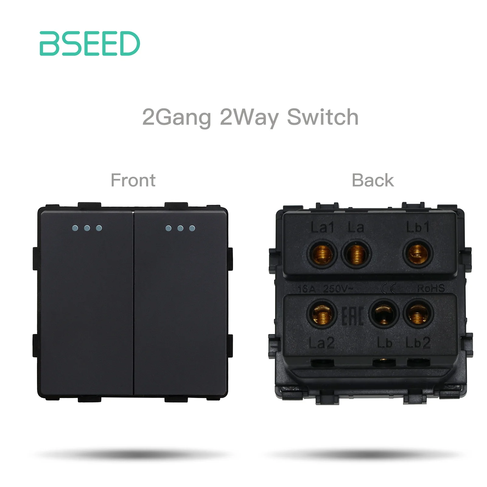 BSEED Mechanische Taste Schalter Modul Teil 1/2/3Gang 1/2Way Steckdose Funktion Teile Glas Rahmen weiß Schwarz DIY Kombination