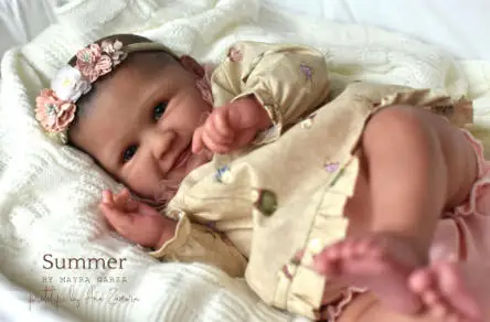 NPK 19inches Unassembled Reborn Smile Summer Doll Kit with Cloth Body 3D Skin Visible Veins Doll Parts Collectible Art Doll