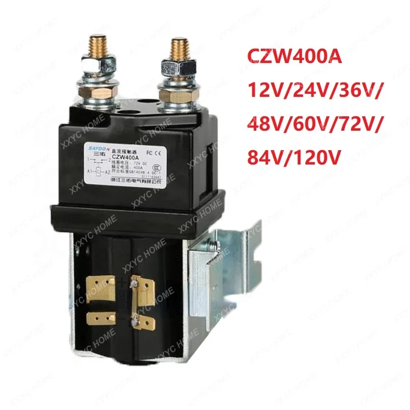 CZW400A DC Contactor 1NO Relay 12V 24V 36V 48V 60V 72V 84V 120V 400A For Car Electric Forklift Trucks Ships Battery