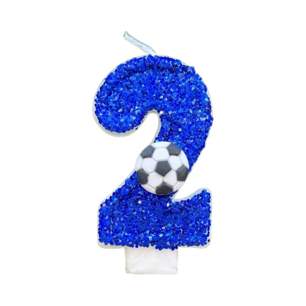 Creative Digital Candles Football Theme Birthday Cake Party Decorative Candles Blue Sequin Numbers 0-9 Candles Home Decoration