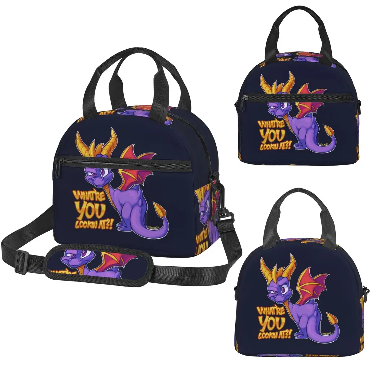 

Термосумка для обедов с узором Spyro для женщин, офисная термосумка-холодильник, портативная сумка-тоут для ланчей
