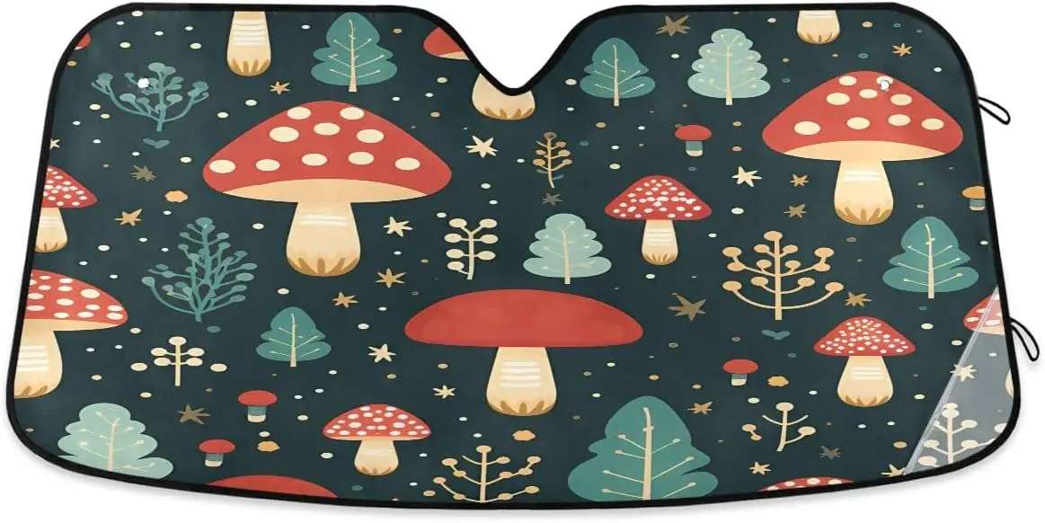 

Car Windshield Sunshade Cute Mushroom Red Pattern, Blocks Sun Visor Protector Foldable Sun Shield Keep Your Vehicle Cool, Fits W