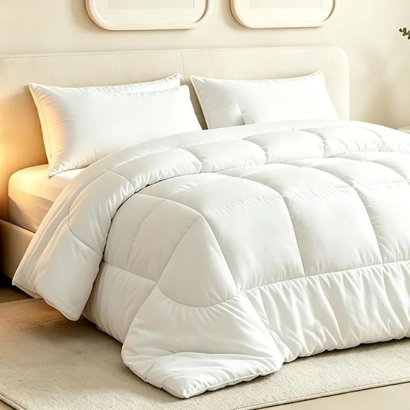 SheRest All Season Comforter Duvet Insert - Microfiber Down Alternative with 8 Tabs, Breathable Quilted Bedding Blanket for Hot & Cold Sleepers, Machine Washable