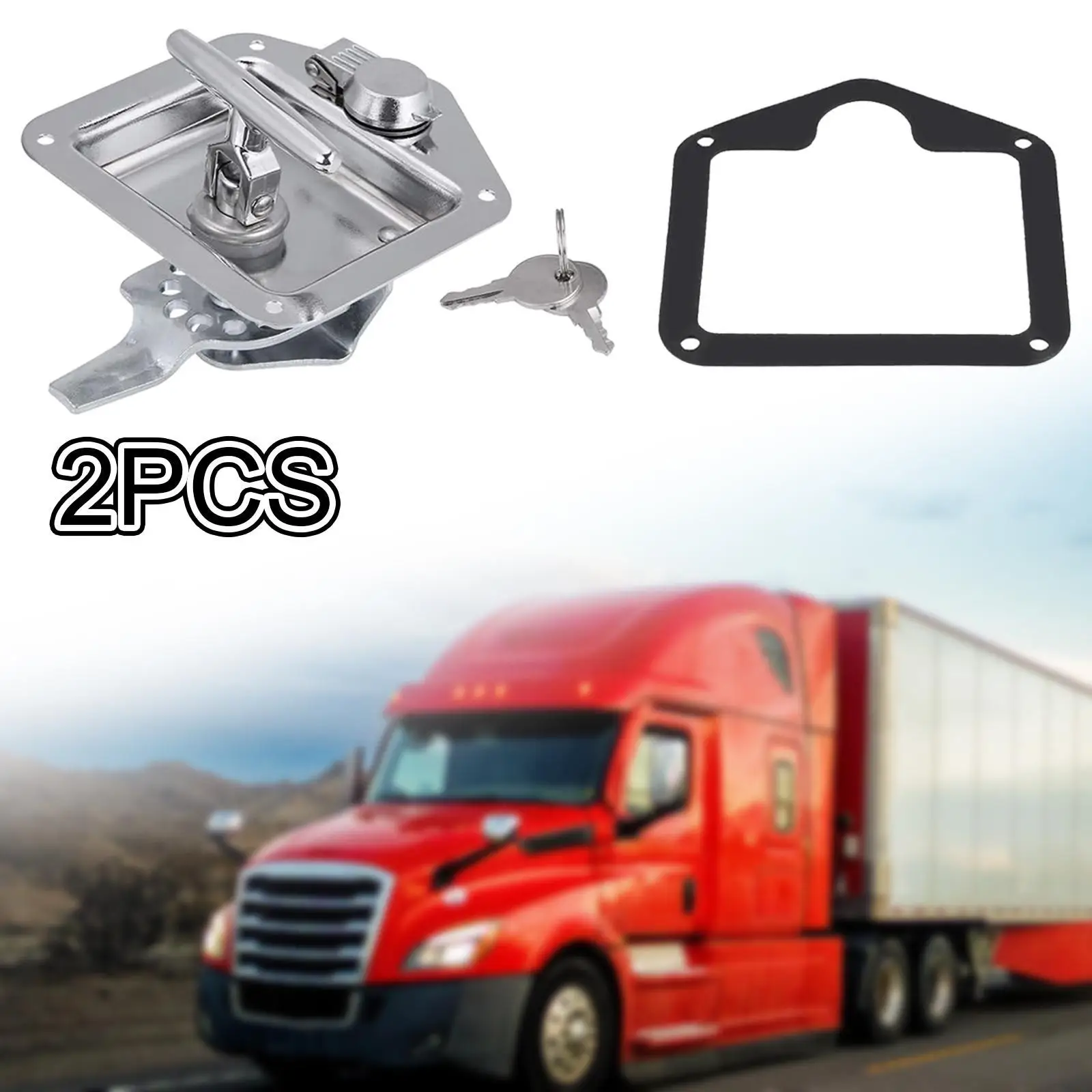 2Pcs RV Trailer Tool Box Locks 4.9x4.8inch Easily Install with Keys Heavy Duty Highly Mirror Polished Accessory Stainless Steel