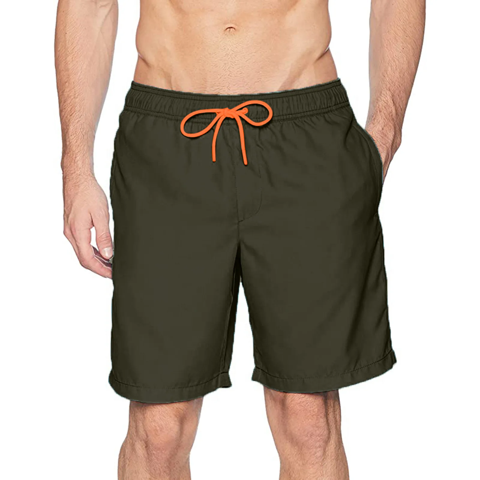 Bermuda de praia masculina estampada muscular, dupla camada, calção de surf, roupa de banho, moda esportiva aquática, fitness