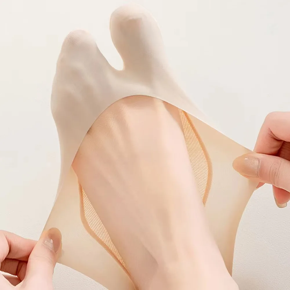 5 Pairs Fashion Breathable Split Toe Socks Ultra Thin Invisible Liner Boat Ankle Socks Soft Cotton Tabi Sox Women Ladies
