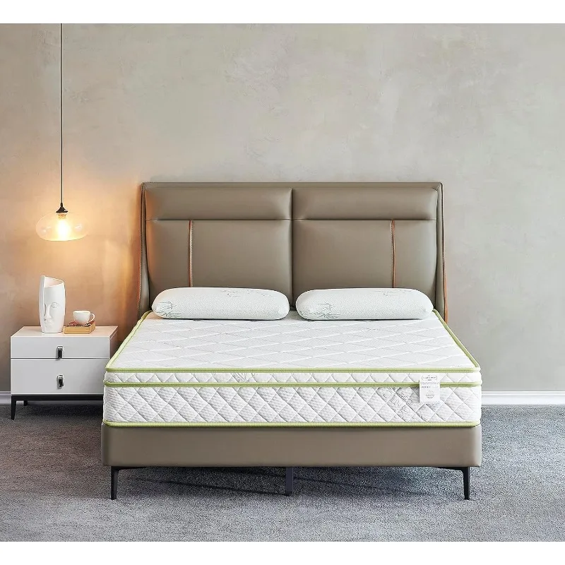 

Full Size Mattress - 8 Inch Cool Comfort Foam & Spring Hybrid Mattress with Breathable Organic Cotton Cover - Quilted