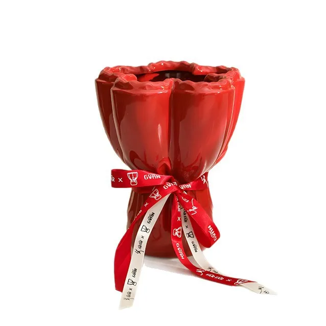 HYS mini small hand bouquet ceramic vase home decoration ornament vase high value girlfriend wedding gift