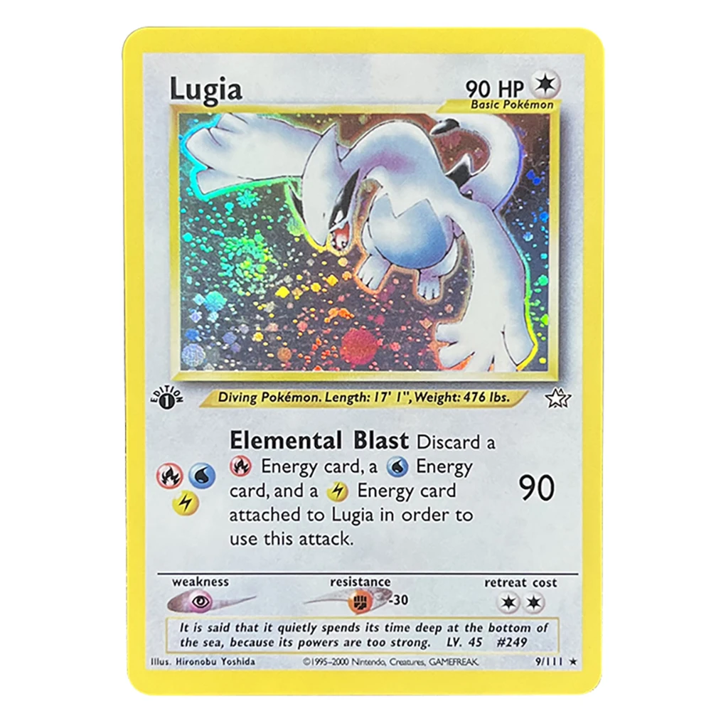 PTCG 포일 카드, Lugia Espeon Politoed Alakazam Mewtwo Kingdra Zapdos Raichu 1996 1st Edition 게임 컬렉션 PKM 프록시 카드