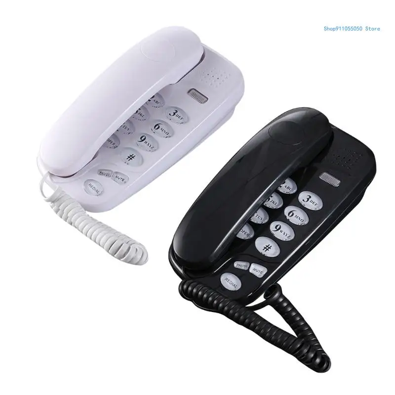 KXT-580 Big Button Corded Phone Telephones Landline Phone with Call Light Redial Support Wall Mount or Desk Phone C5AB