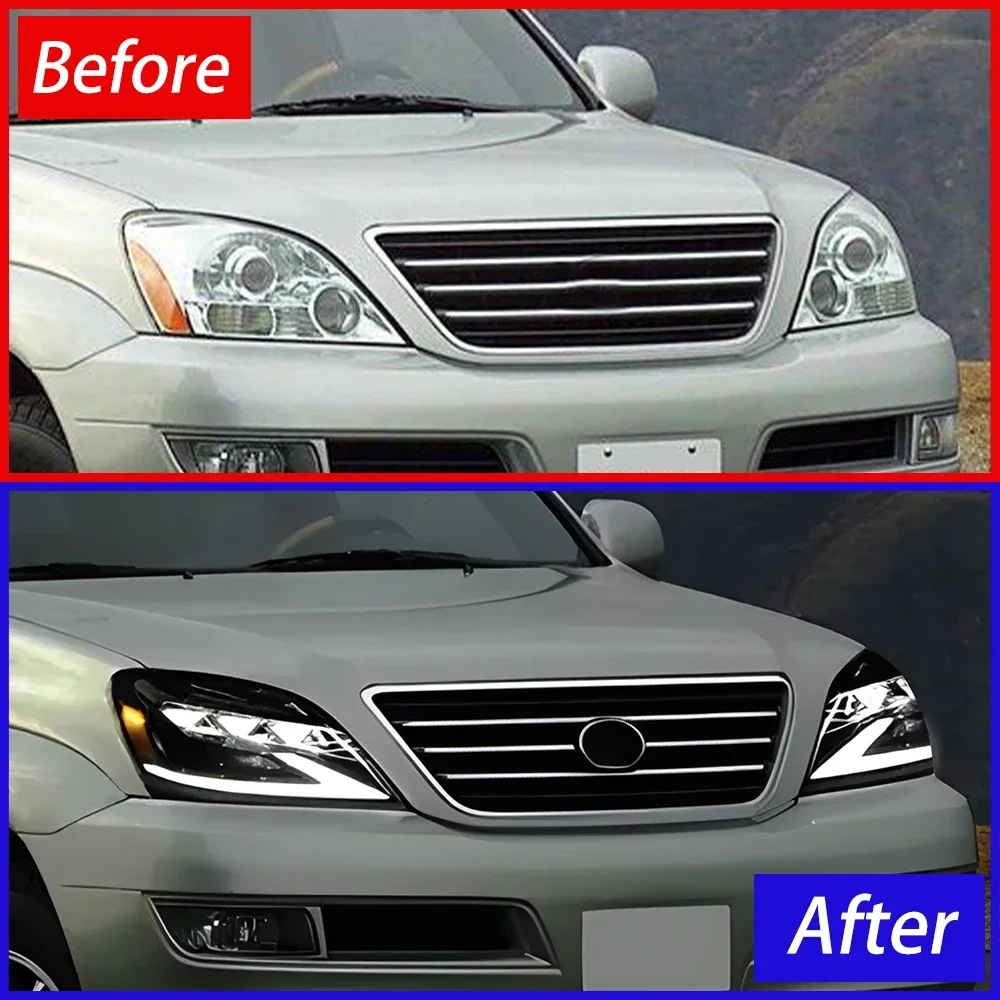 Car Front Lamps For Lexus GX470 2003-2009 LED Auto Headlights Assembly Upgrade High Quality Dynamic 3 Projector Lens Accessories