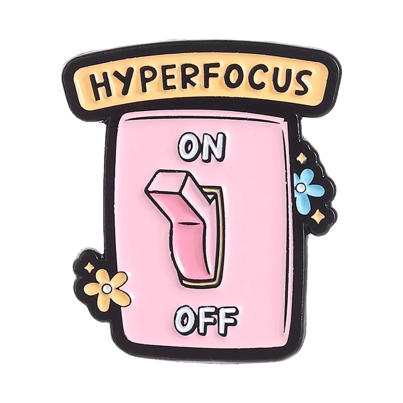 

ADHD Hyperfocus ON OFF Enamel Pin ADHD Awareness Switch Mental Health Brooch Backpack Lapel Badge Funny Jewelry Gifts for Friend