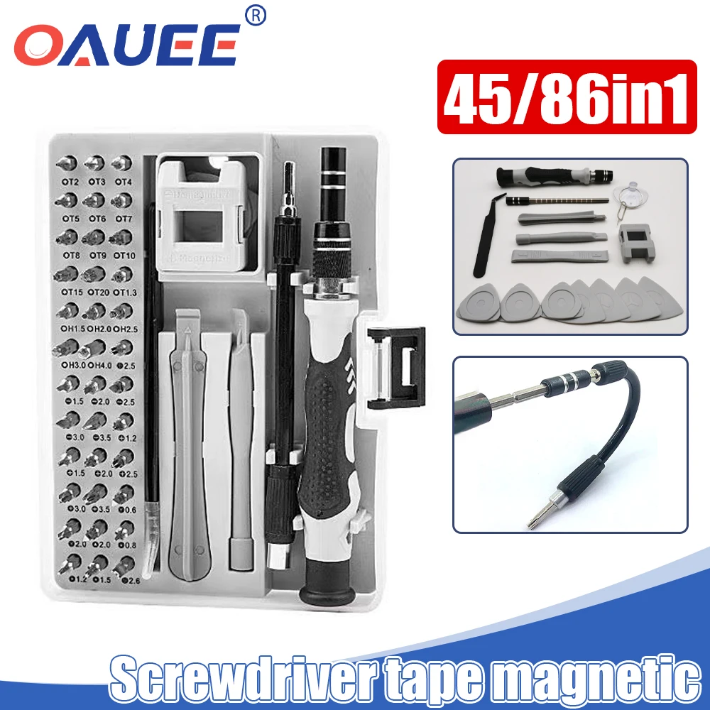 Oauee-携帯電話修理用多機能ドライバーセット、ポータブルクロス磁気精密、メンテナンスツール、86 in 1