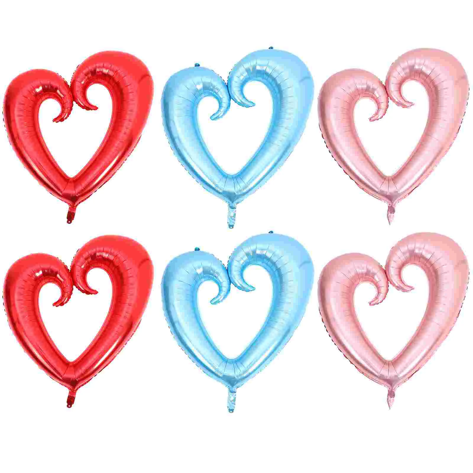 6 Pcs Heart Shaped Helium Balloons Foil Colorful Aluminum Birthday Dates Wall Decor