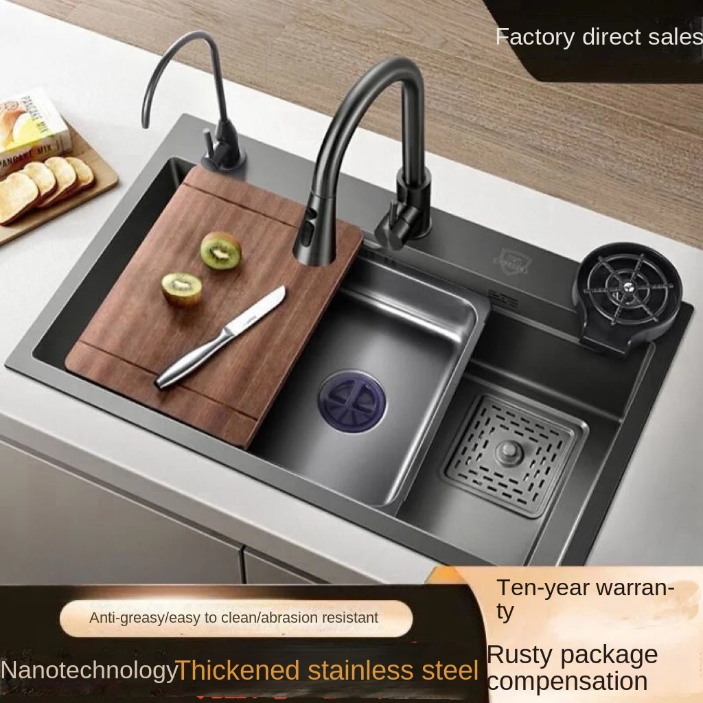 

Thickened Stainless Steel 304 Kitchen Large Single Sink Washing Basin Scullery Single Sink Household Vegetable Washing Sink