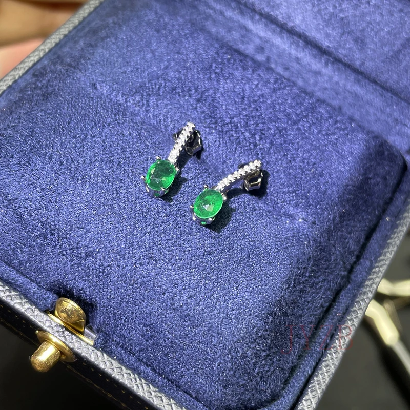 100% Natural 4*5 mm Emerald Jewelry 925 silver earrings for Goddess of fine jewelry