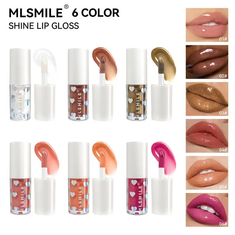 MLSMILE 6 Colors Pearlescent Glaze Long-Lasting Moisturizing Easy-To-Color Liquid Lipstick Christmas Lip Gloss 2025 new