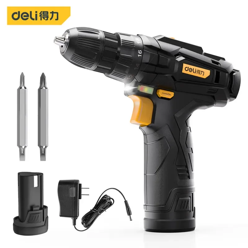 Deli Electric drill impact screwdriver dual speed lithium cordless electric drill with forward and reverse electric tools