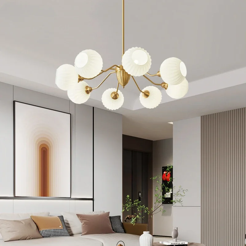 

French Cream Style Living Room Bedroom Light Luxury American Retro Simple Atmosphere Glass Pendant Light