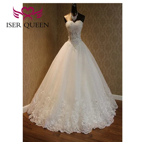 Imagen 2 del producto Escote corazón 2025 vestidos de novia personalizados perlas con cuentas vestido de fiesta de encaje vestido de novia vestido de novia de talla grande WX0093