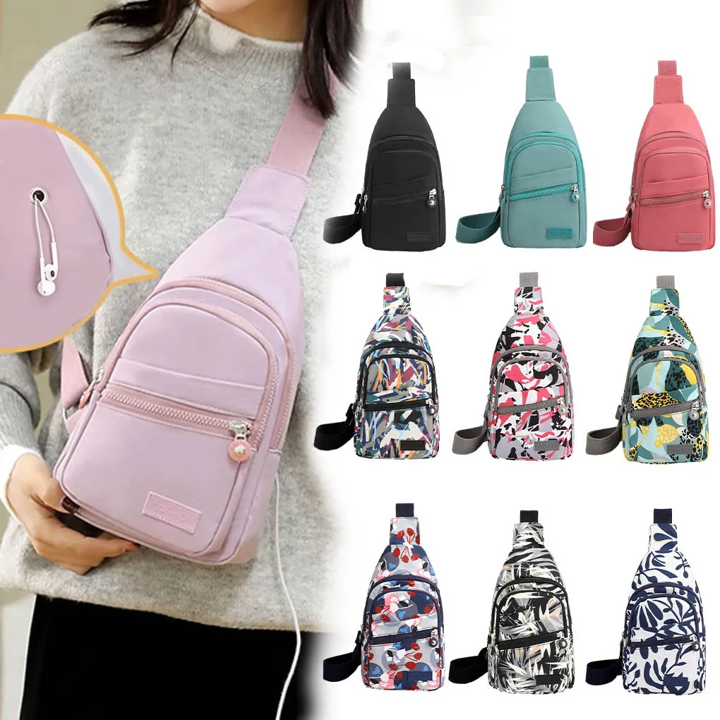 Fashion Mini Backpack Small Chest Bag Messenger Bag Female Sports Bag Charging Hole Small Change Storage Bag