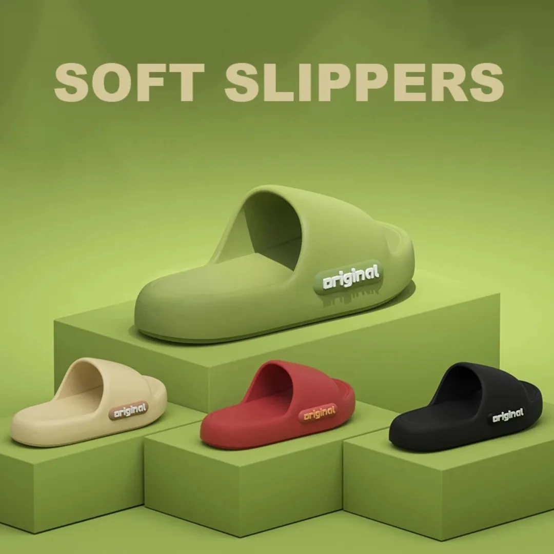 2025 Summer Platform Cloud Slippers Women Comfy Solid Color Soft Sole EVA Pillow Slides Woman Couple Non Slip Beach Flip Flops