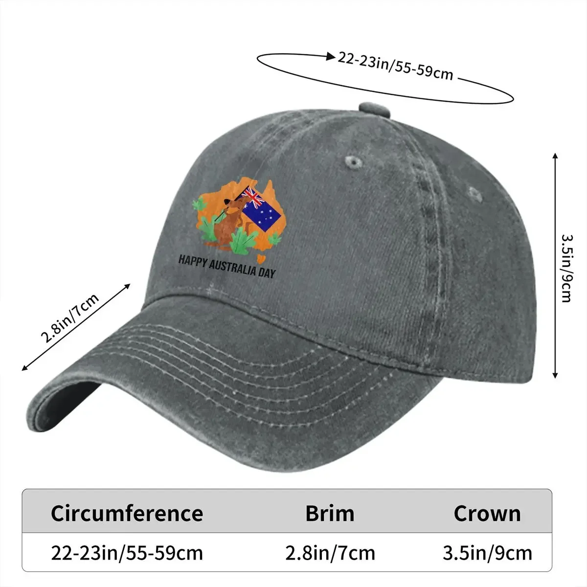 Happy  Celebration Baseball Caps Peaked Cap Australian Kangaroo Sun Shade Hats for Men Women