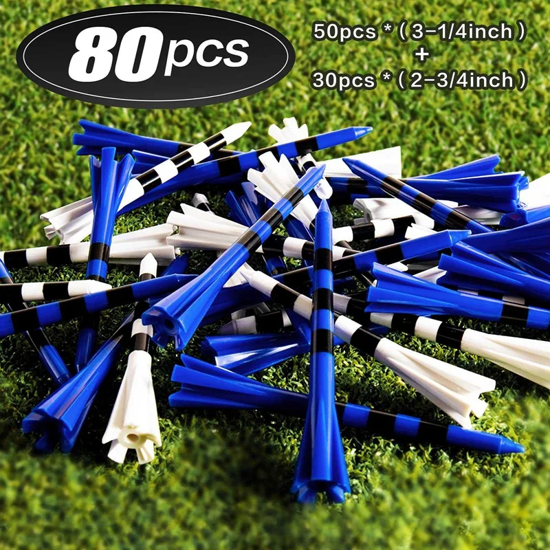 50Pcs Golf Tees(3-1/4Inch & 2-3/4Inch)Plastic Ball Tee 5 Prongs Golf Tees Golf Seat Golf Training Tool