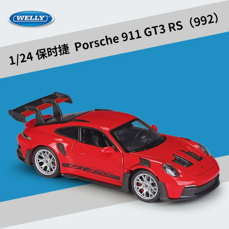 WELLY 1:24 Porsche 911 GT3 RS 992 High Simulation Diecast Car Metal Alloy Model Car Children's Toys Collection Gifts