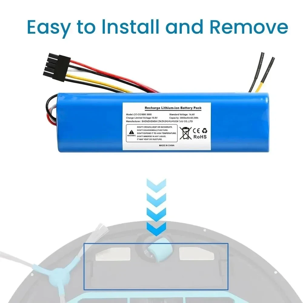 14.4V 12800mAh Battery Pack 100% New for For CECOTEC CONGA 3090 3091 3092 1690 1890 2090 2290 Robot Vacuum Cleaner Accessorie