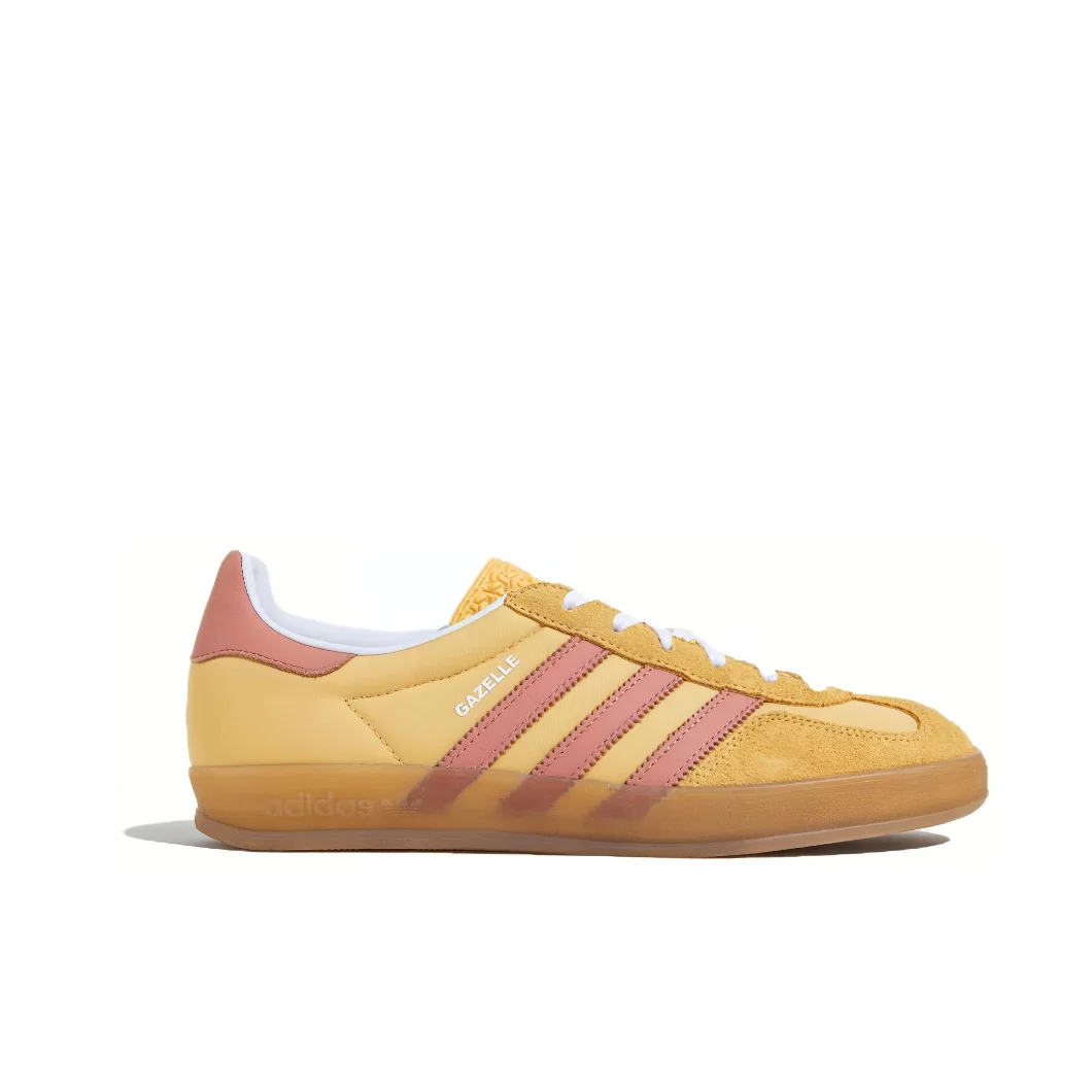 adidas originals GAZELLE Indoor Comfort Low Top Men's and Women's Cricket Shoes Pink Yellow