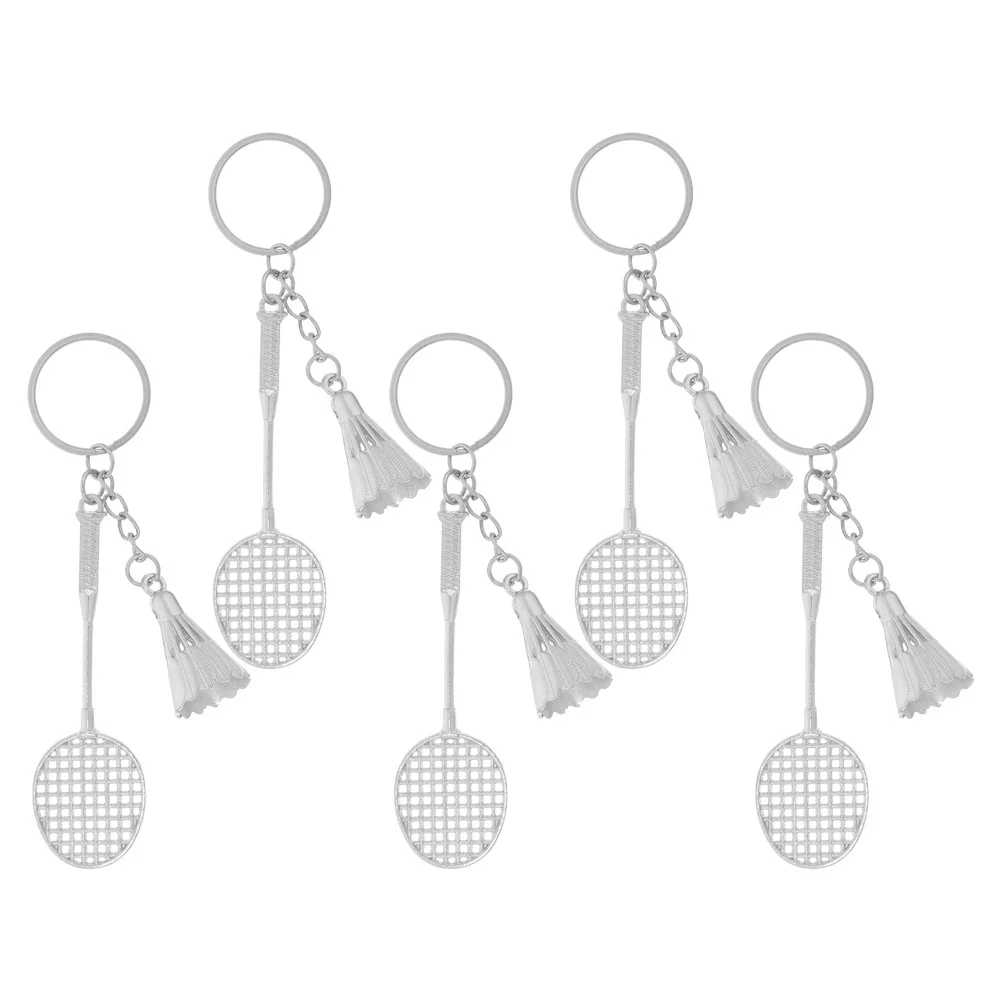 

5pcs Badminton Racket Key Chains Metal Key Rings Sports Keychains Delicate Keychains For Bag Hanging Decoration And Backpack Pen