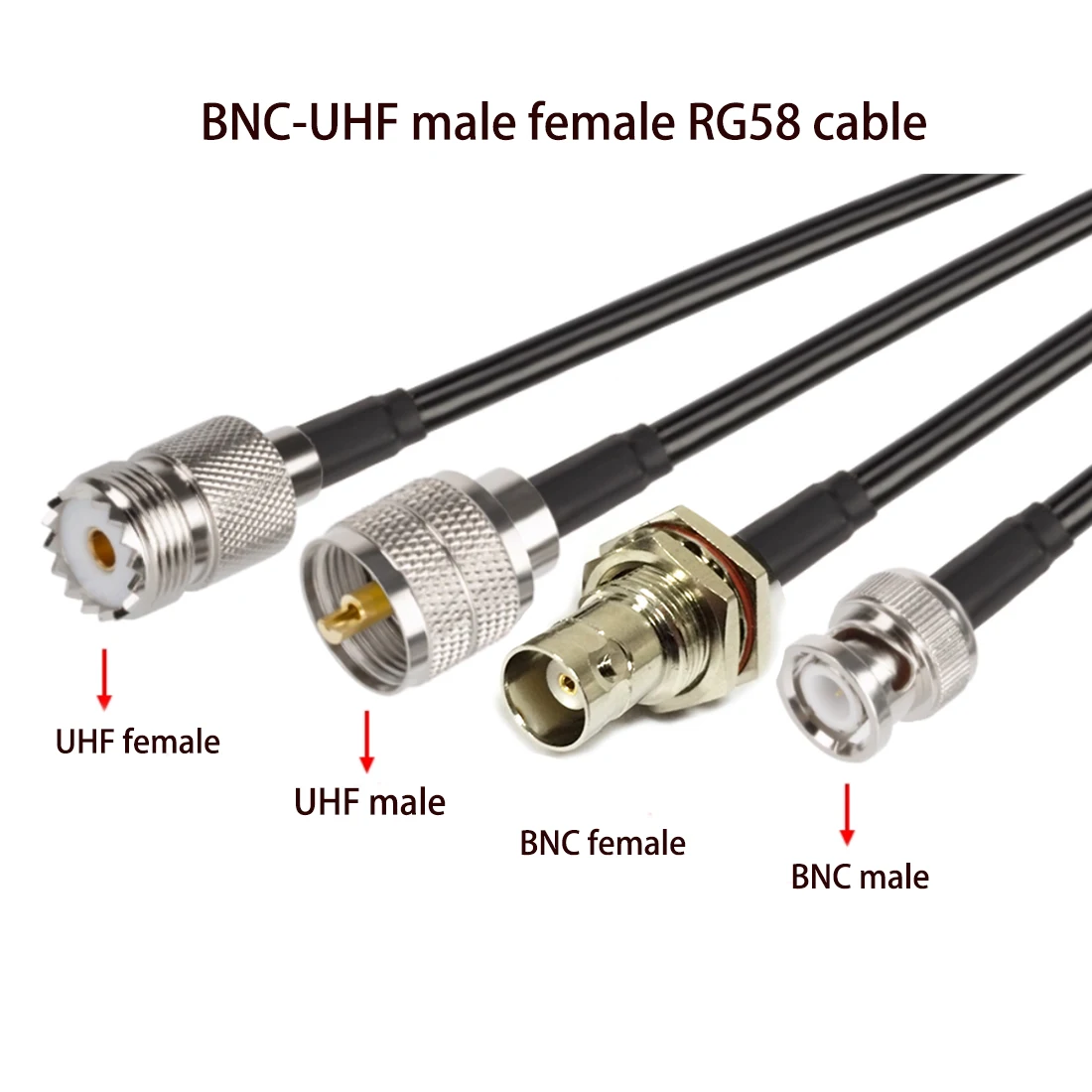 

1 шт. BNC «папа» «мама» на UHF PL259 SO239 RF адаптер кабеля с косичкой RG58 30 см/50 см/100 см