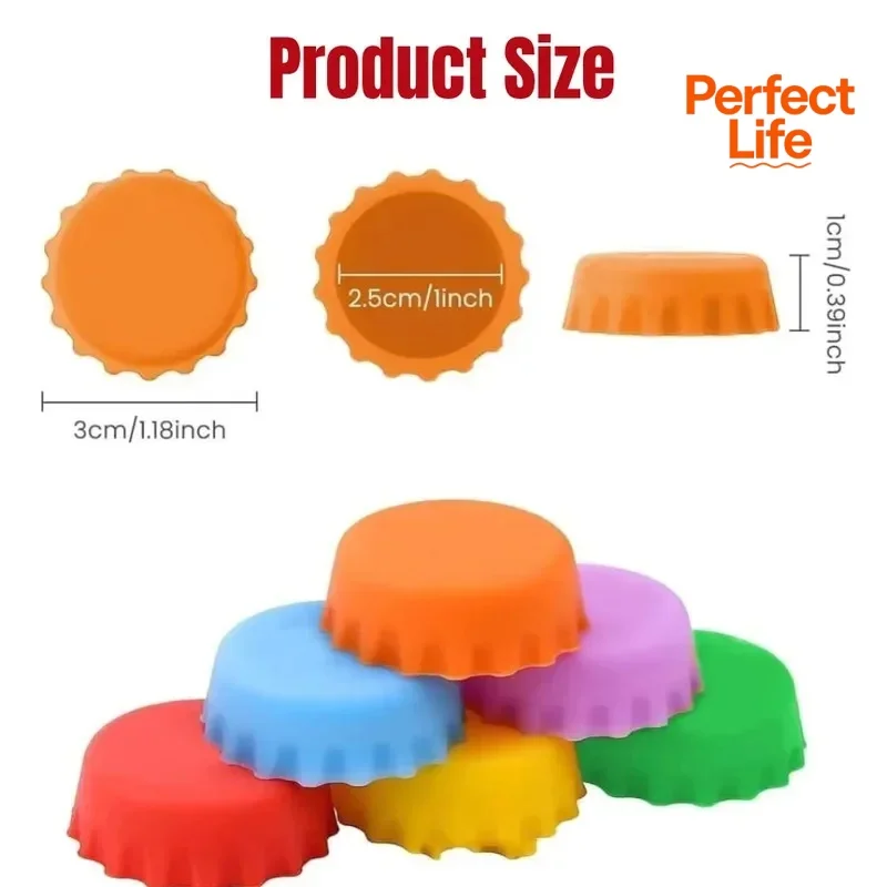 6Pcs Reusable Silicone Bottle Cap Random Sealed Beer Caps Vinegar Soy Corktail Lid Wine Protective Stopper Bar Accessories