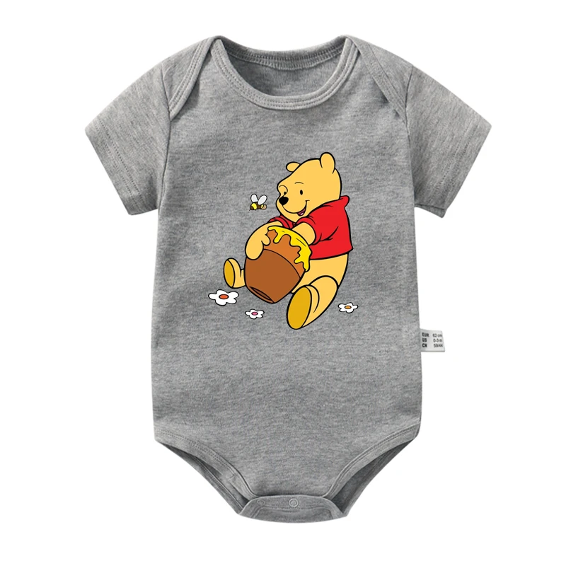 Winnie The Pooh Disney Bear Baby Bodysuit Newborn Short Sleeve Romper Toddler Boys Girls Jumpsuit Clothes Body Ropa Baby Onesies