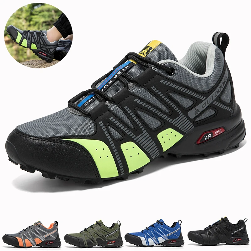 

Мужская походная обувь больших размеров, водонепроницаемые уличные кроссовки, обувь для скалолазания на шнуровке, легкие треккинговые противоскользящие охотничьи тактические кроссовки