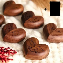 1PCS Free Logo Heart-shaped Wood Proposal ring Box Jewellery Gift Wedding Valentine Jewelry Storage Organizer Earring Ring Box