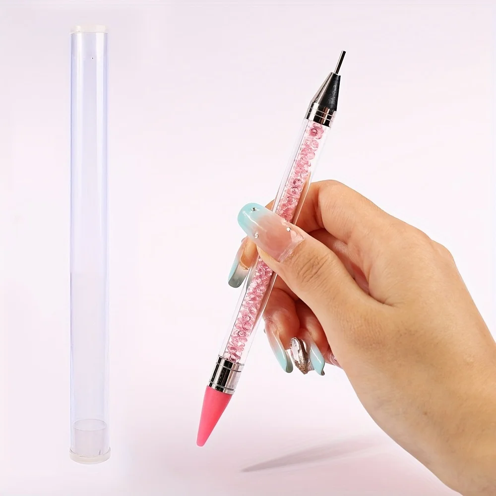 1 PC ネイルアート双頭ラインストーンピッカーペン、ラインストーンピックアップ用ネイルアートワックスペン、ネイルアート用ドットツール
