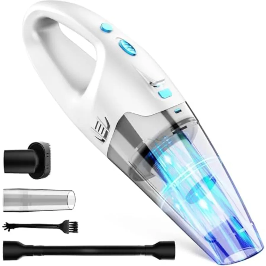 

Handheld Vacuum Cordless, Car Cordless Rechargeable, 6KPA Powerful Suction Hand Held Vacuum with LED Light/Multi Accessories, 1