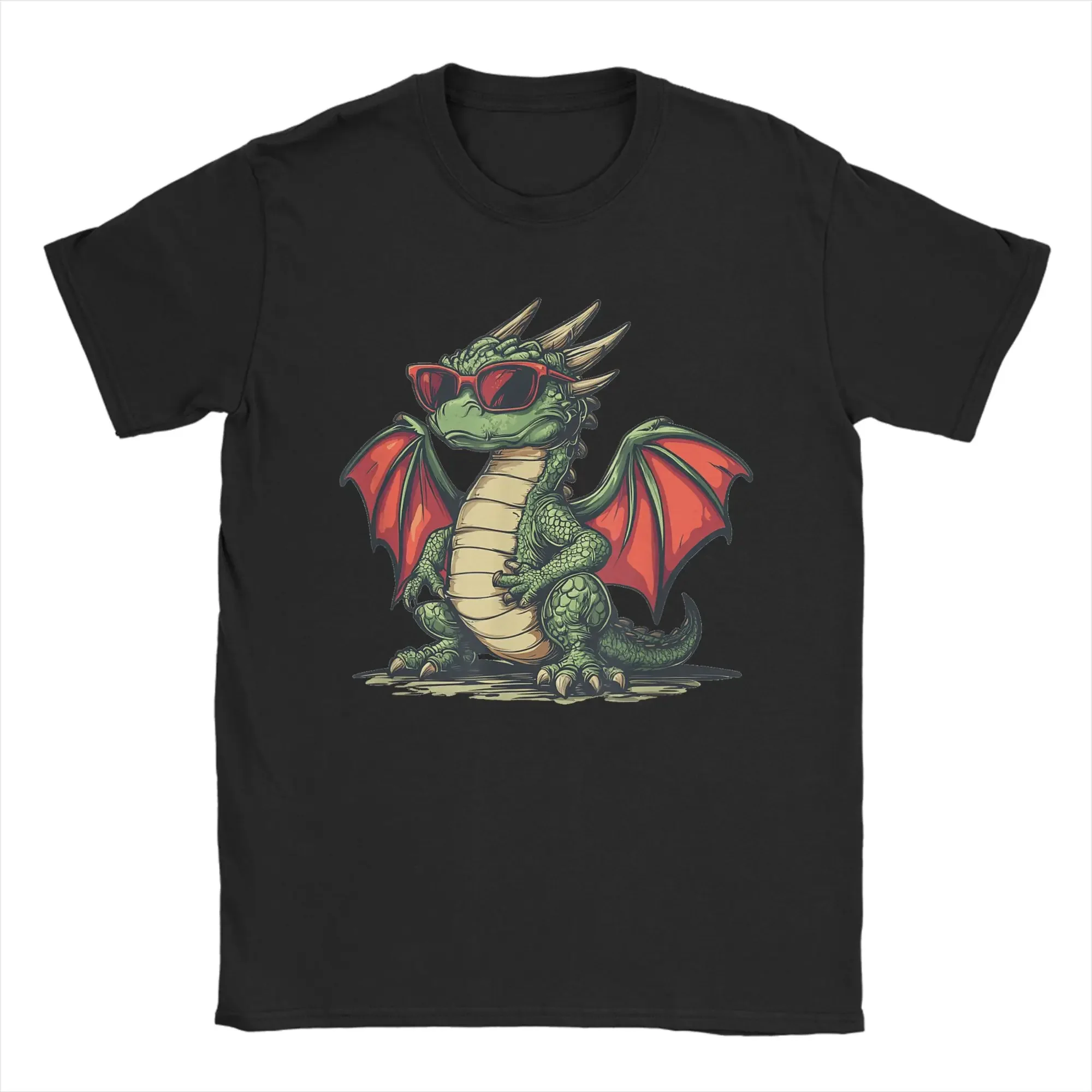 

Cool Dragon Wearing Sunglasses Graphic Tee Soft Breathable Cotton T Shirt Short Sleeve for Men