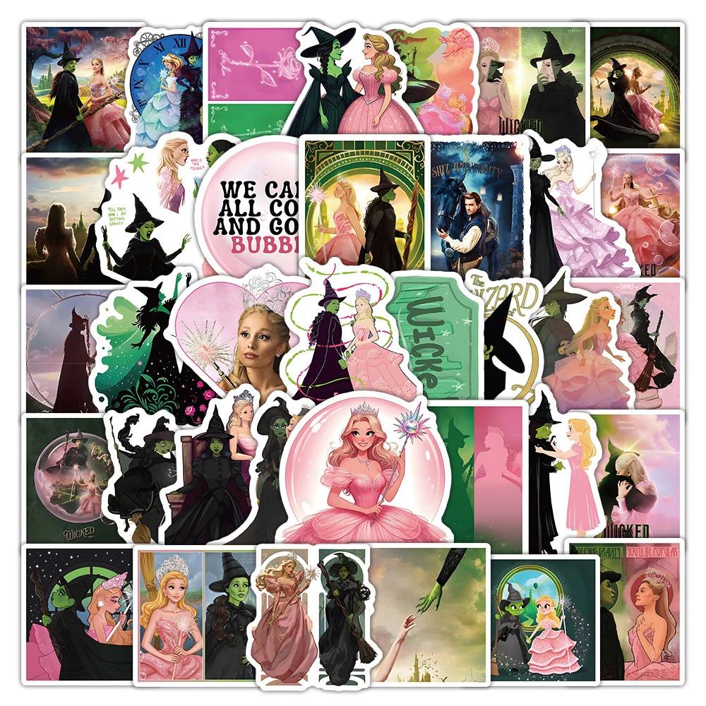 

10/30/50pcs Wicked Part One Witch Stickers Cartoon Love Movie Sticker DIY Water Bottle Suitcase Phone Bike Kids Decals Toy Gift