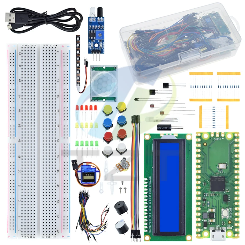 Imagem -04 - Tzt Starter Kit para Raspberry pi Pico Placa de Desenvolvimento Breadboard Programação Python Kit Iniciante Servo Sg90 Lcd1602