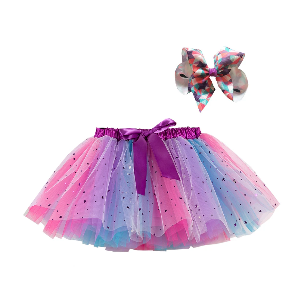 2024 New Tutu Skirt Baby Girls Clothing 12M-8Y Colorful Mini Pettiskirt Kids Party Dance Rainbow Tulle Skirts Children\'s Clothes