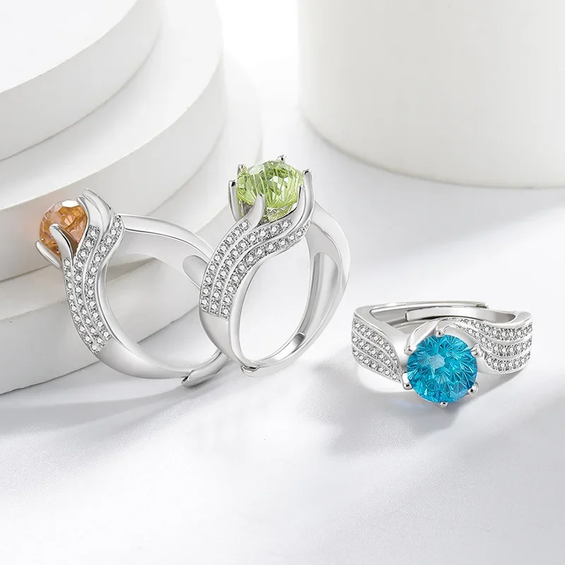 Im Jahr 2026 erscheint der klassische 925 Silber 'Drei Leben, Drei Lieben' Ring mit wunderschönem Schnitt. Der Bezaubernde Papara Diamant Damenstil – Detail 3
