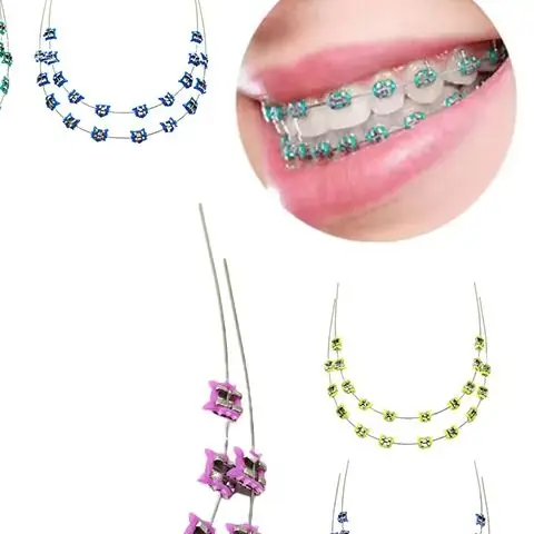 

2 шт. красочные мультяшные кошки, стоматологические металлические брекеты, дуга без крючков, металлический кронштейн и лигатурные завязки, временное украшение для зубов