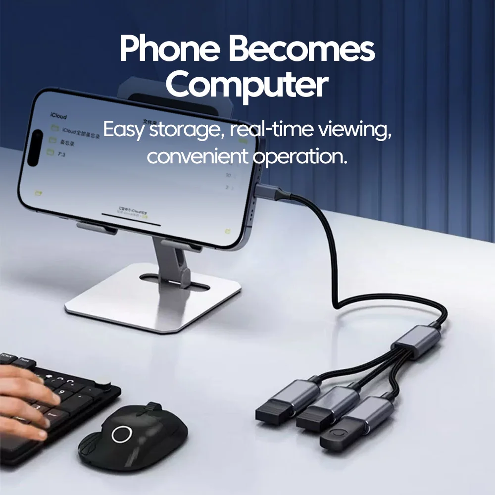 USB 2.0 - 3USB 허브 분배기 연장 OTG 어댑터 연장 케이블 고속 데이터 전송 어댑터 (PC, 노트북, 맥북, 마우스용) 35CM