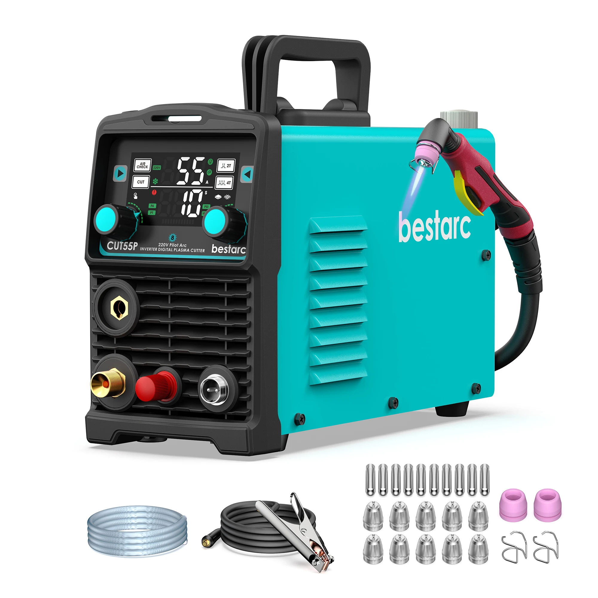 bestarc 55A Plasmasnijder Non-Touch Pilot Arc CUT55P 220V Eenfasige spanning IGBT-omvormer Digitaal display 16 mm Max. dikte