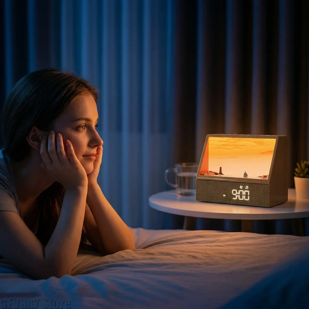 Sunrise Alarm Clock Lamp White Noise Wake‑Up Light With Soothing Sound Bluetooth Sleep‑Aid Night Light for Bedroom Decoration